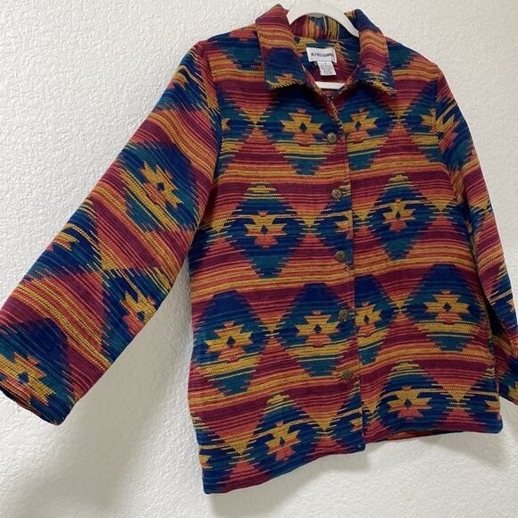 VTG Alfred Dunner tapestry Aztec Southwestern Print Blazer jacket cardigan 12 - Picture 5 of 12